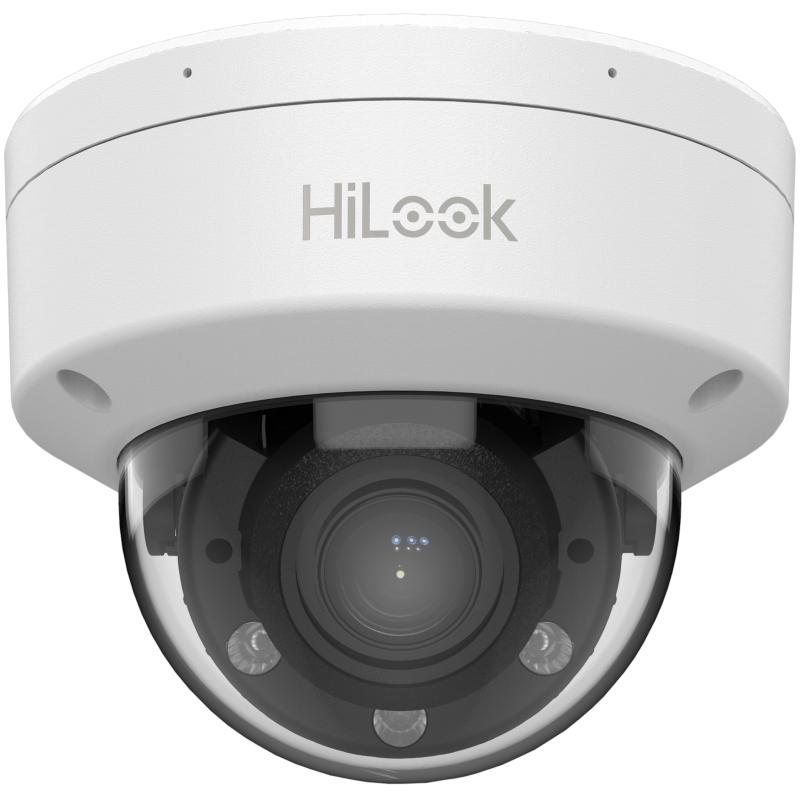 CAMARA IP, HILOOK (BY HIKVISION),  DOMO, 4MP, IR 50 M, DETEC. HUMANO / VEHICULO, VARIFOCAL MOTORIZADA 2.8-12MM, MICROFONO, SLOT MICROSD 512, ANTIVANDALICA IP67 IK08 (EQUIV 1643)