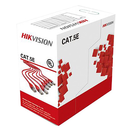 CAJA DE CABLE UTP HIKVISION USO INTERIOR GRIS CAT 5, 100% COBRE, 305 M (DS-1LN5E-E/E)