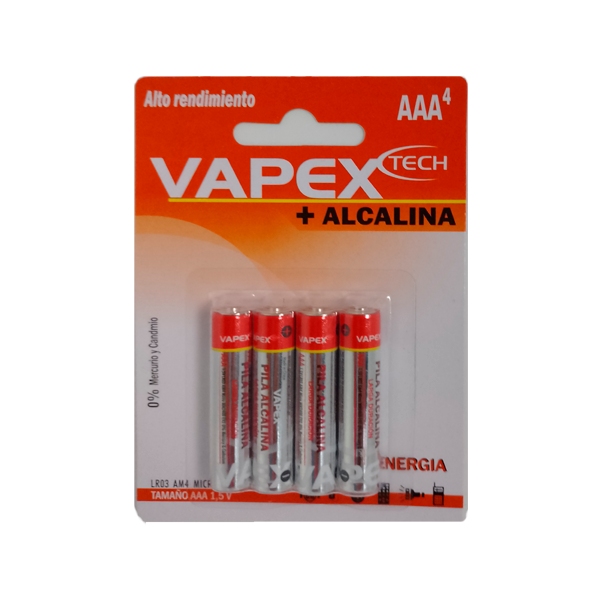 [PAAAX4] PILAS ALCALINAS AAA 1.5V VAPEX, BLISTER X 4