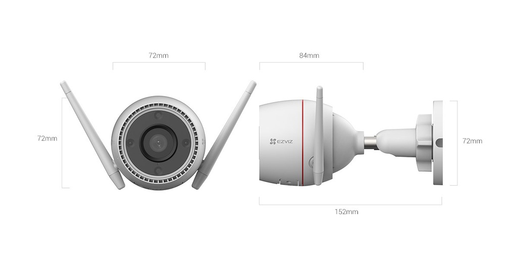 [H3C2K+] CAMARA IP, EZVIZ , EXTERNA, 2K+, 4MP, WIFI, 2.8 MM, MIC, DEFENSA C/LUZ Y SIRENA, COLOR DE NOCHE, DETEC. HUMANOS, SLOT SD, IR 30MT (CS-H3c-R100-1J4WKFL)